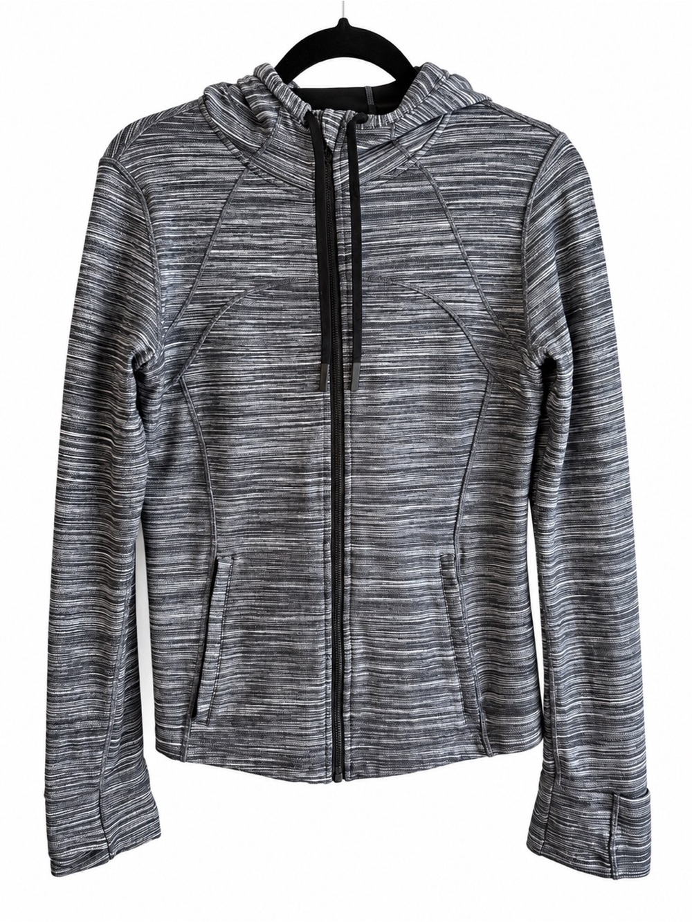 Lululemon Hooded Define Jacket *Nulu Heathered Black / White / Black Size 12